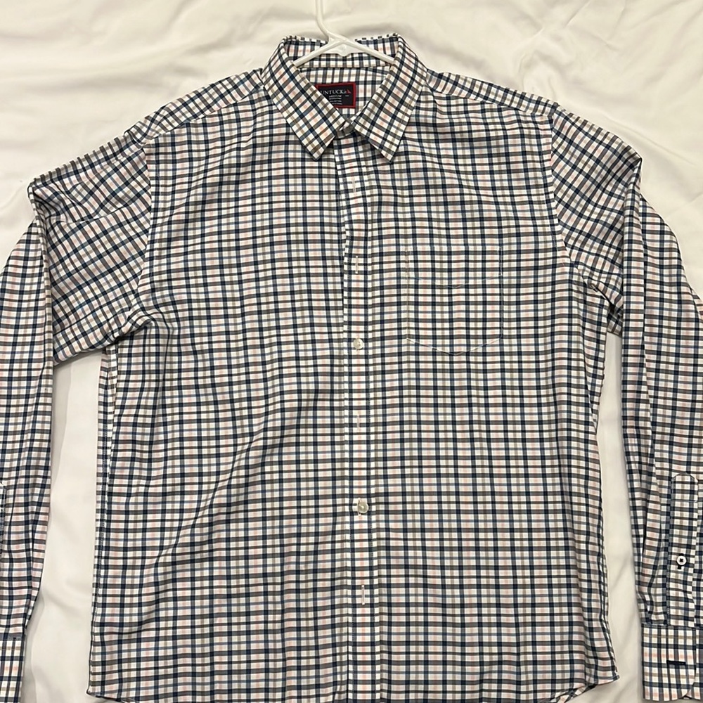 Untuckit men’s medium wrinkle free plaid button down